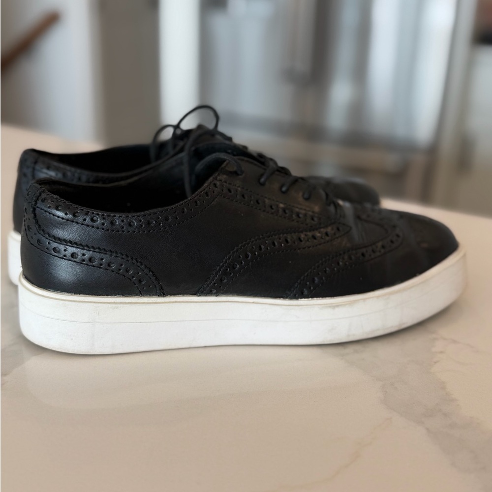 Clarks Black Leather Platform Oxford Brogue Shoes Women’s 9 - Picture 3 of 8